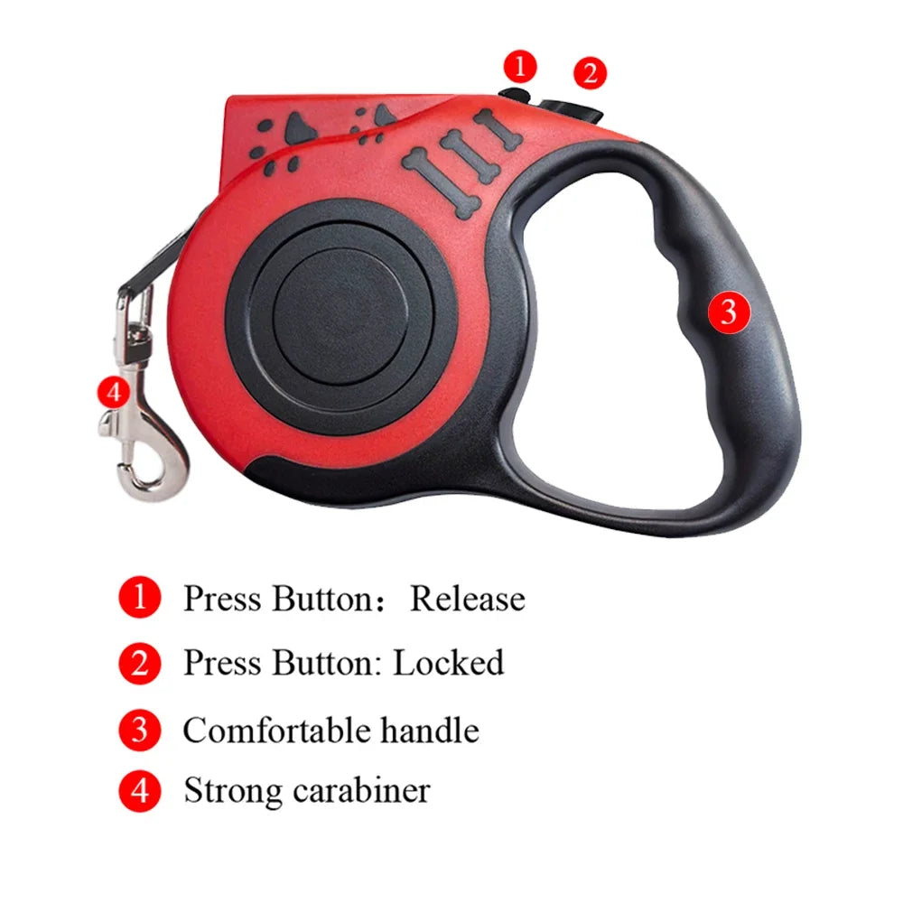 Automatic Retractable Dog Leash with Flashlight LED