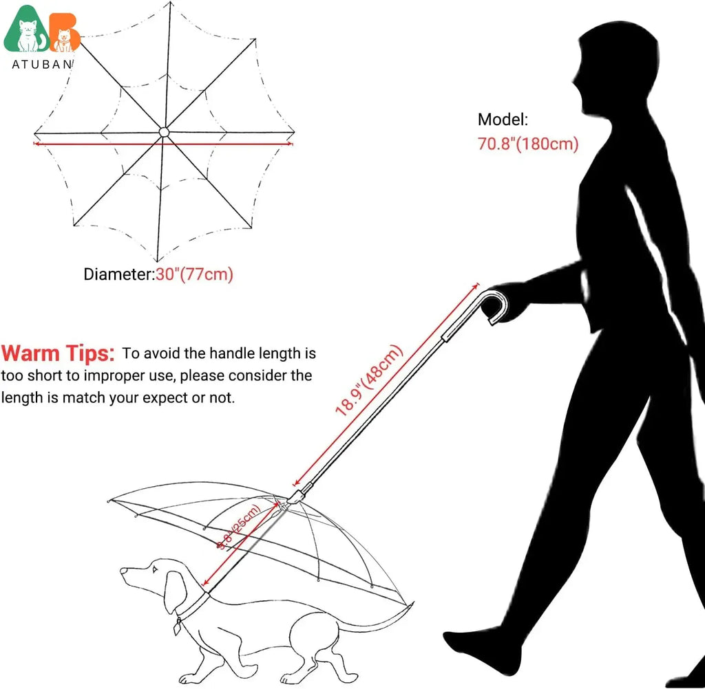 Dog Umbrella with Leash for Small Pets
