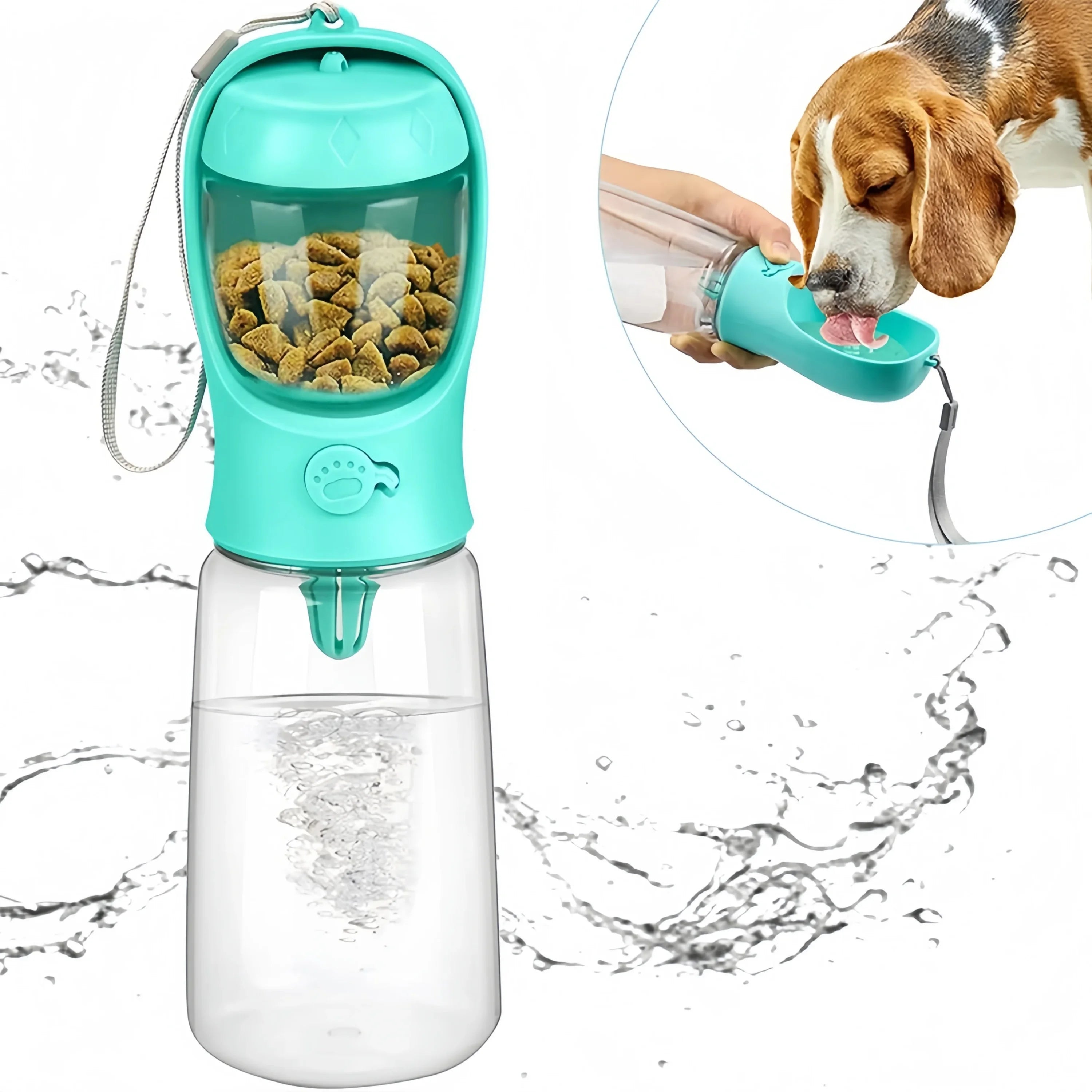 Water Bottle Portable with Food Dispenser