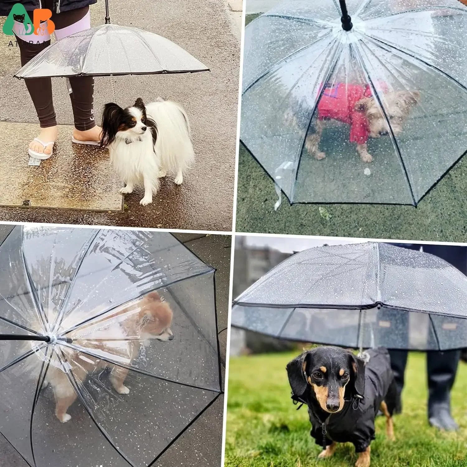 Dog Umbrella with Leash for Small Pets